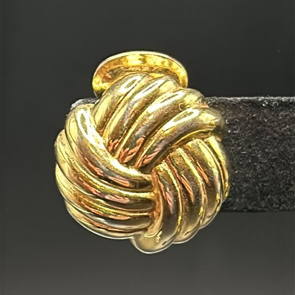 VTG 1980s Christian Dior Germany Ribbed Tripple Love Knot Clip On Earrings - Picture 2 of 7